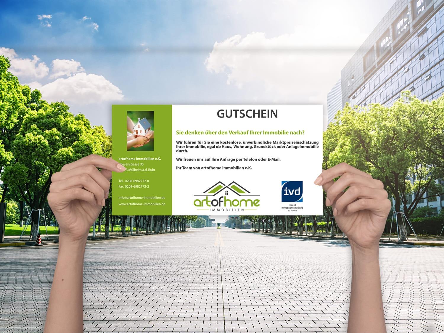Gutschein Printdesign Art of Home Immobilien in Mülheim an der Ruhr